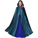 Capes de mariage d'automne bleues en satin à capuche Tailles uniques look médiéval pour femme 