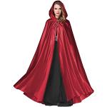 Capes de mariage d'automne rouges en satin à capuche Tailles uniques look médiéval pour femme 