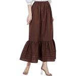 Jupes longues marron à rayures en coton à volants Taille XL look médiéval pour femme 