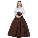 BEAUTELICATE Jupe Médiévale Victorienne en 100% Coton Renaissance Moyen Age Costume Retro Jupe Longue A-Line De Femme Brun, S