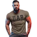 bebak T-shirt de sport pour homme | T-shirt de bodybuilding pour homme Arnold Schwarzenegger UAB Signature Gym Wear Training Top, Kaki classique, XL