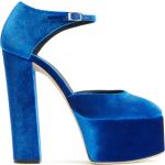 Sandales à talons Giuseppe Zanotti bleues en velours pour femme en solde 