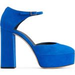 Sandales à talons Giuseppe Zanotti bleus bleuet en daim pour femme en solde 