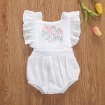Combinaisons blanches à fleurs en coton à volants Taille 3 mois look fashion pour bébé de la boutique en ligne joom.com/fr 