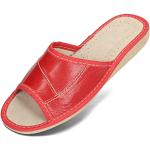 Chaussures saison été rouges en cuir en cuir respirantes à bouts ouverts pour pieds étroits Pointure 39 look fashion pour femme 