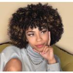 Perruques afro marron lavable à la main look fashion pour femme 