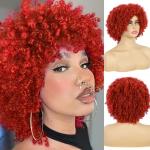 Perruques afro rouges lavable à la main look fashion pour femme 