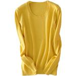 Pulls en laine d'automne jaunes lavable à la main à manches longues Taille XXL look fashion pour femme en promo 