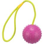 Trixie Balle sur corde, caoutchouc naturel, ø 7/30 cm, rose/citron vert, jouet pour chien, rapporter, tirer à la corde
