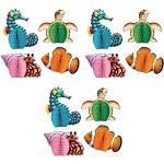 Beistle S50449AZ3 Lot de 12 centres de Table d'animaux sur Le thème de l'océan pour décoration de Table de Luau Beach sous la mer - Fournitures de fête d'anniversaire - Papier, Multicolore