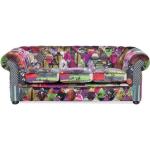 Canapé patchwork bordeaux violet CHESTERFIELD - BELIANI - Relaxation - 3 places - Tissu - Contemporain - Design