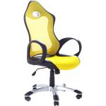 Chaises design Beliani jaunes en cuir à hauteur réglable 