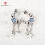 Boucles d'oreilles pendantes de mariage argentées en cristal style bohème pour femme 