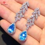 Boucles d'oreilles pendantes de mariage bleues classiques pour femme 