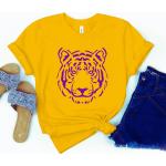 T-shirts dorés en coton à motif tigres pour femme 
