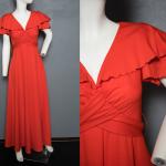 Robes vintage rouges maxi petite look vintage pour femme 