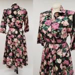 Robes fleuries à fleurs en coton à motif roses Taille L look vintage pour femme 