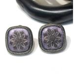 Boucles d'oreilles à clip violet lavande à motif fleurs look vintage 