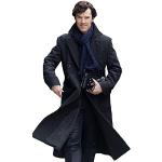 Benedict Cumberbatch Holmes Manteau long pour homme Noir, Manteau en laine noire, L