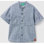 Chemises United Colors of Benetton bleues à rayures en coton à col mao enfant 