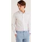 Chemises unies United Colors of Benetton blanches stretch à manches longues Taille S pour homme 
