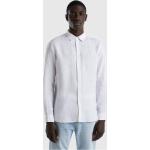 Chemises United Colors of Benetton blanches en lin en lin à manches longues Taille M classiques pour homme 