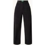 Pantalons taille haute United Colors of Benetton noirs en velours look fashion pour femme 