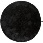 Tapis ronds noirs en polyester diamètre 80 cm en promo 