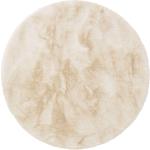 Tapis ronds blanc crème en polyester diamètre 80 cm en promo 