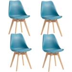 Chaises en bois turquoise en hêtre en lot de 4 scandinaves 