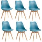 Chaises en bois turquoise en hêtre en lot de 6 scandinaves 