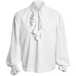 Chemises d'automne blanches à volants en lin imperméables coupe-vents à manches longues Taille M steampunk pour homme 