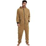 Pyjamas combinaisons d'automne kaki en fourrure imperméables coupe-vents à capuche à manches longues à col en V en lot de 1 Taille L look casual pour homme 