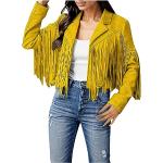 Vestes de survêtement de soirée d'automne jaunes délavées imperméables coupe-vents à capuche à manches longues Taille 3 XL plus size look fashion pour femme 