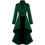 Robes de bal longues pour fêtes de Noël vertes en dentelle à manches longues Taille L plus size steampunk pour femme 