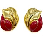 Boucles d'oreilles en or rouges en émail look fashion 