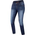 Jeans bleus en denim tapered stretch pour femme en promo 