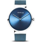 Montres-bracelet Bering bleus acier 5 ATM à quartz classiques en verre saphir pour homme en promo 