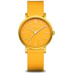 Montres-bracelet Bering jaunes 3 ATM à quartz look fashion en silicone en verre saphir pour femme 