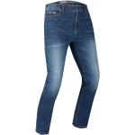 Jeans droits bleus délavés stretch look urbain en promo 