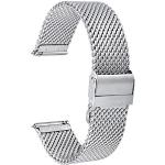Bracelets de montre argentés en acier à à boucle déployante look fashion en maille pour homme 