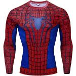 Chemises rouges en polyester à manches longues Spiderman lavable en machine à manches longues look fashion pour homme 