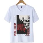 Berserk Tshirt, Japonais Manga Berserk Skull Knight T-Shirt Imprimé Unisexe, Anime Cosplay Costume Col en V Manches Courtes Tee Hommes/Femmes