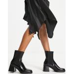 Boots Chelsea Bershka noires en caoutchouc à talons carrés à bouts ronds Pointure 35 pour femme 