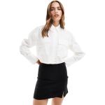 Chemises Bershka blanches col italien à manches longues Taille S classiques pour femme 