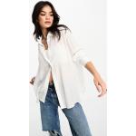 Chemises Bershka blanches en viscose col italien Taille XS pour femme 