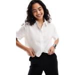Chemises Bershka blanches à manches courtes à manches courtes Taille XS classiques pour femme 