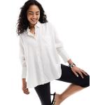Chemises Bershka blanches en viscose en lin Taille L pour femme 