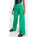 Pantalons large Bershka verts en viscose Taille L pour femme en promo 