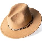 Chapeaux Fedora marron clair en feutre 58 cm Taille 3 XL look fashion pour femme 